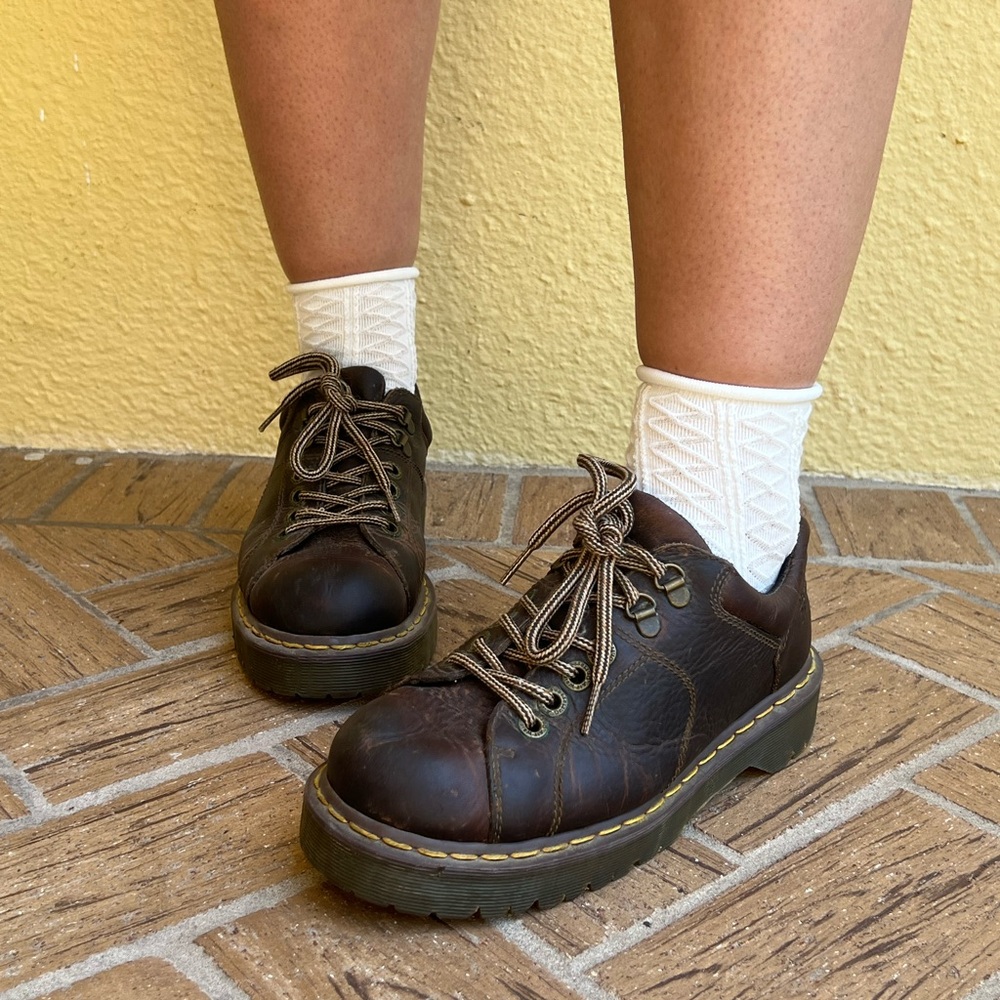 Dr Martens VTG 90s Y2K 8312 Brown Leather Chunky Platform Lace-up Oxford Size 39